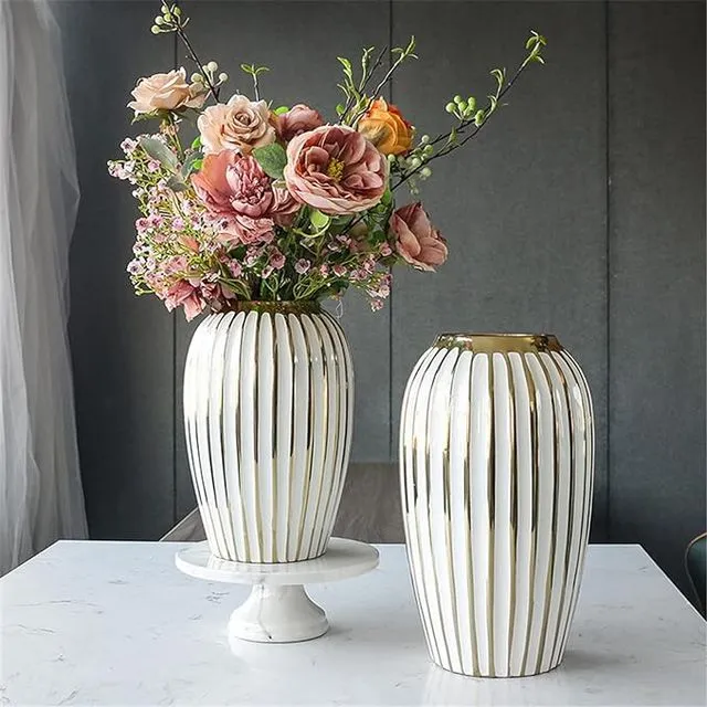 Modern Ceramic Vases,Vase Ornament for Bedroom Living Room Entrance Decor-White
