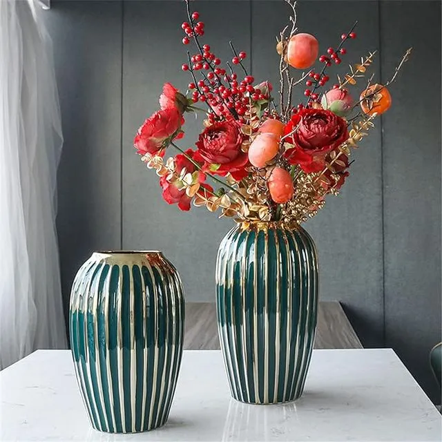 Modern Ceramic Vases,Vase Ornament for Bedroom Living Room Entrance Decor-Green