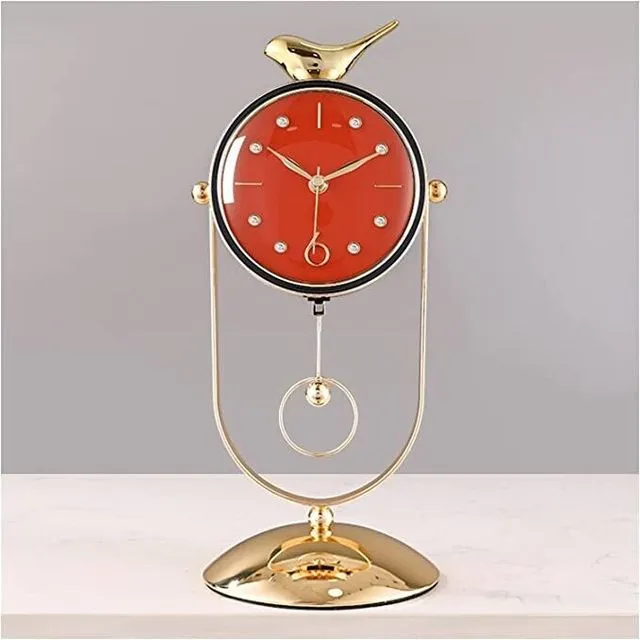 Table Clock Bird Desk Clock- Red