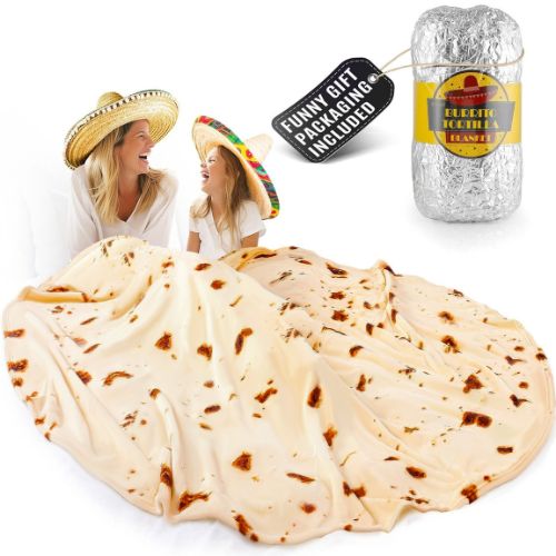 Zulay Giant Double Sided Tortilla Blanket with Burrito Gift Packaging