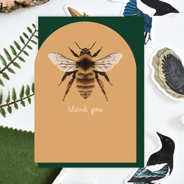 Great Yellow Bumblebee Thank you arched card