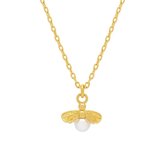 Pearl Bee Necklace - Gold Plated - BEE HAPPY