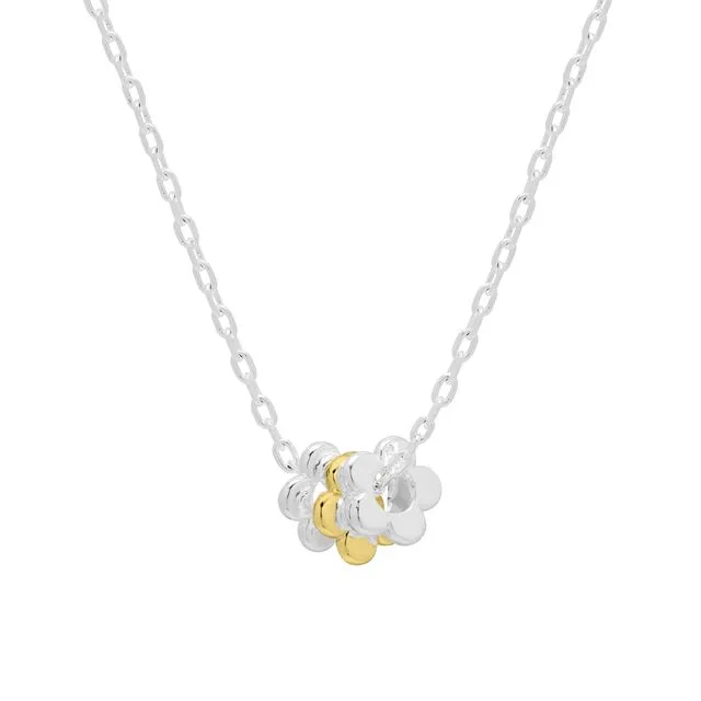 Multi Flower Bead Necklace - Silver Chain - WILDFLOWER