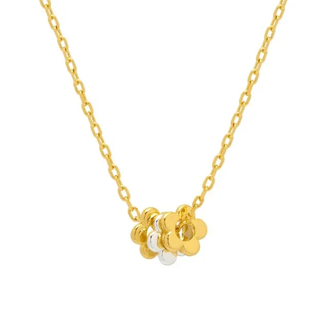 Multi Flower Bead Necklace - Gold Chain - WILDFLOWER
