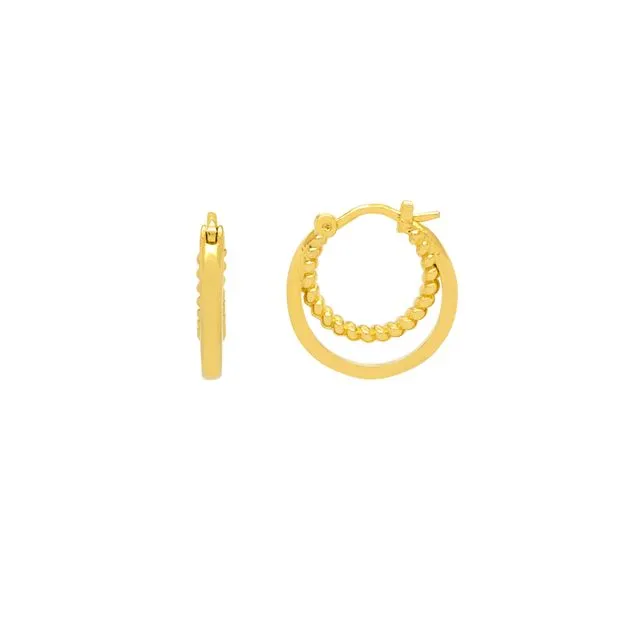 Double Twisted Hoop Earrings - Gold Plated