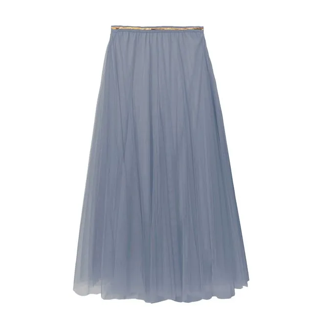 Tulle Layer Skirt in Denim Blue Size Small