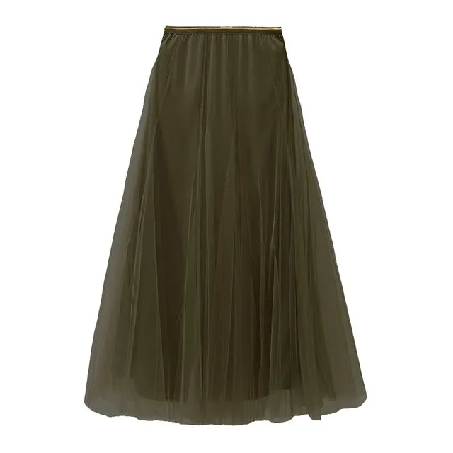 Tulle Layer Skirt in Olive Green Size Large