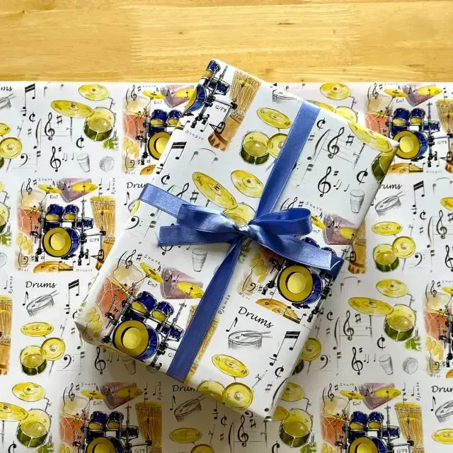 Drum Kit Gift Wrap | Folded 70 x 50cm Gift Wrap Sheet