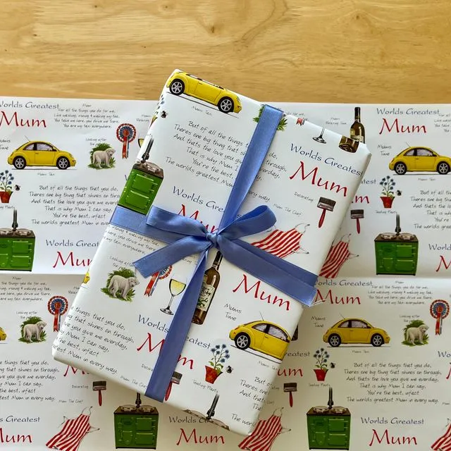 Mum Gift Wrap | Folded 70 x 50cm Gift Wrap Sheet