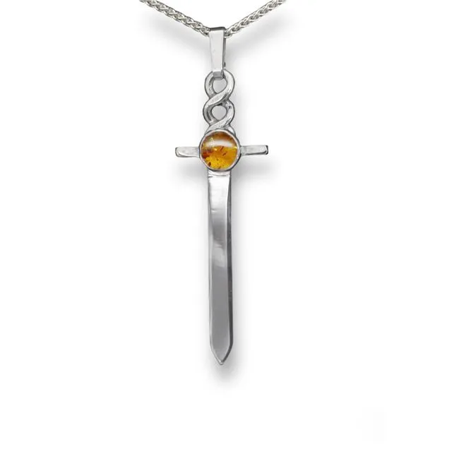 Sterling Silver Pendant with 5mm Amber