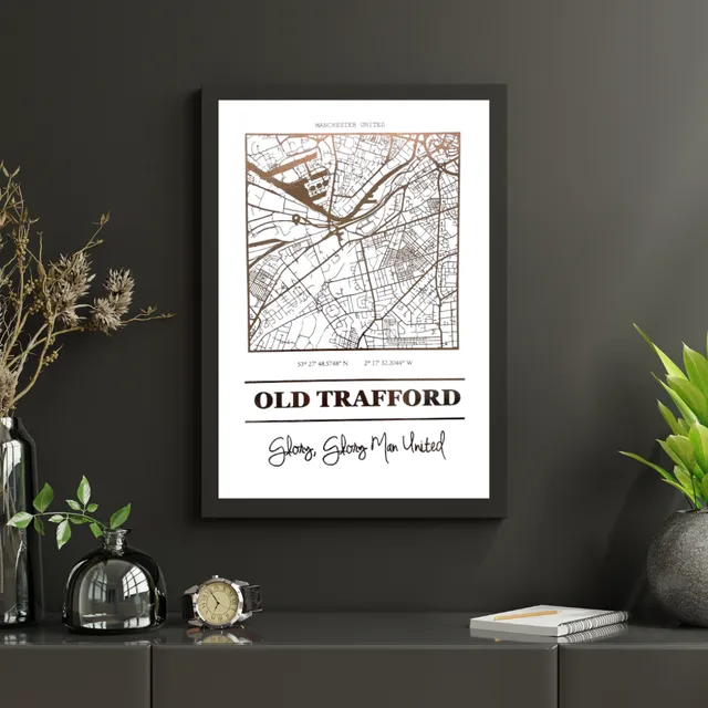 Old Trafford Foil Map Print, Manchester United