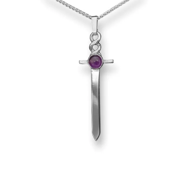 Sterling Silver and 5mm Amethyst Pendant (Copy)