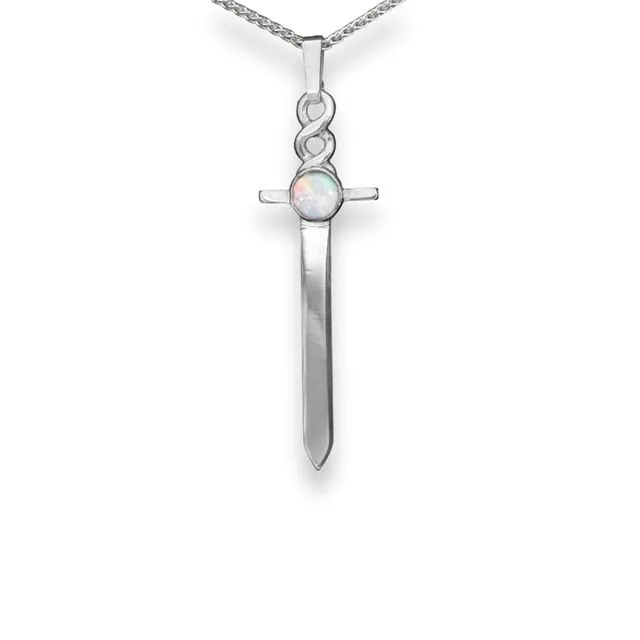 Sterling Silver and 5mm Opal Pendant