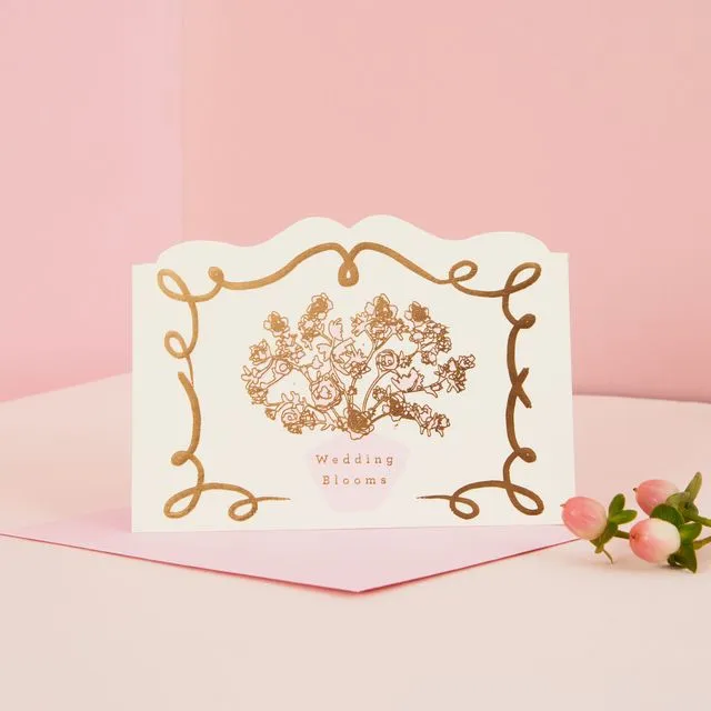 Wedding Blooms  | Vintage Floral Wedding Card | Shaped Card