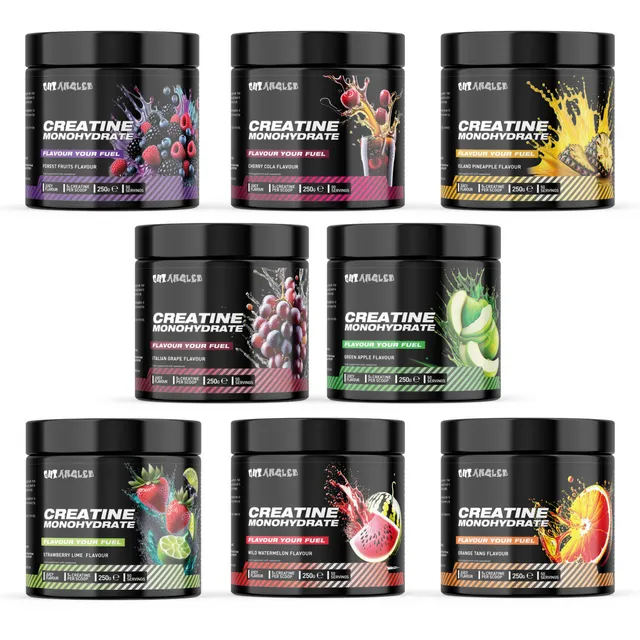 8 Pack Creatine Monohydrate Flavoured 250g | Out Angled Creatine Mixed Flavours