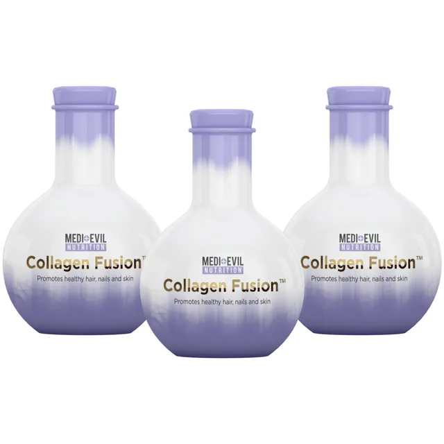 3 Pack Collagen Power Unflavoured (Bovine Collagen) | Medi-Evil Collagen Fusion with Vitamin C for Skin Hair and Nail Health | 3x 100g Pots