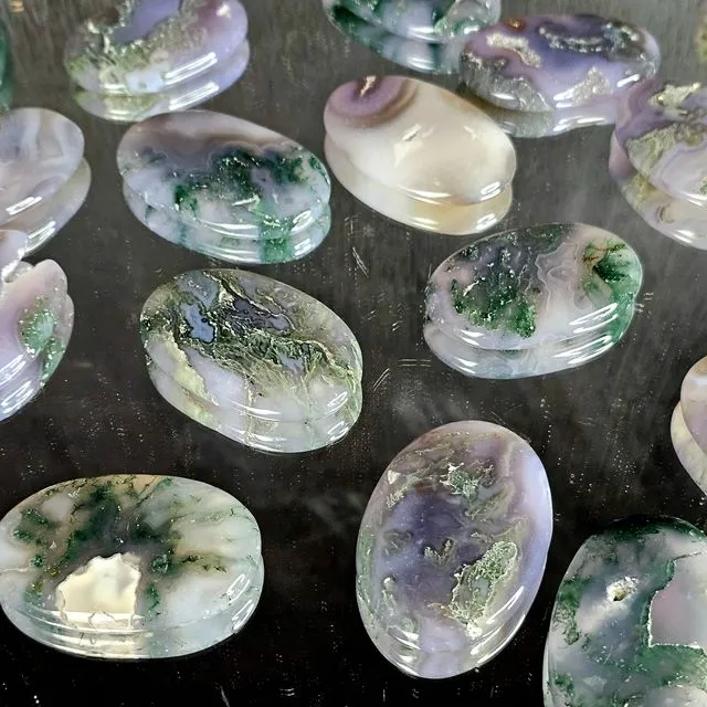 Purple Moss Agate Crystal Palmstones