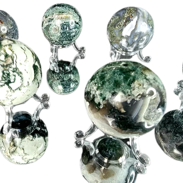 Moss Agate Crystal Spheres