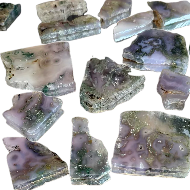 Purple Moss Agate Crystal Slices