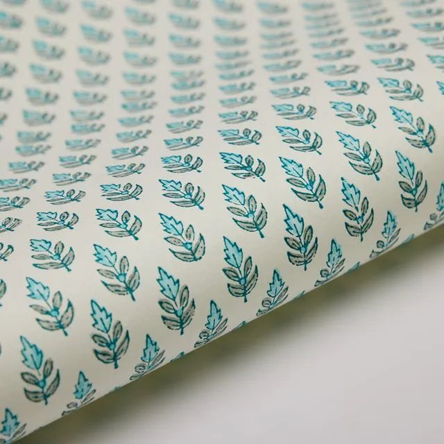 Hand Block Printed Gift Wrap Sheets - Buti Turquoise - Pack of 15