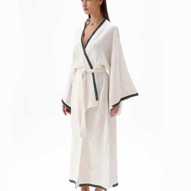 Grey Crinkle Kimono (3200) 100% cotton